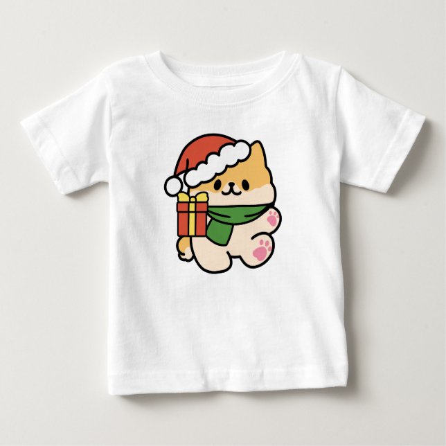 Yappy Howlidays - Cute Christmas Dog Cartoon Baby T-Shirt (Front)