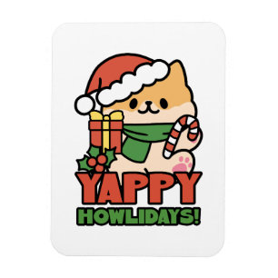 Yappy Howlidays - Cute Christmas Dog Cartoon Magnet