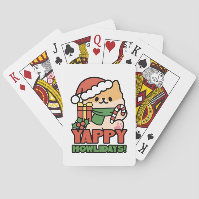 Yappy Howlidays - Cute Christmas Dog Cartoon Playing Cards (Back)