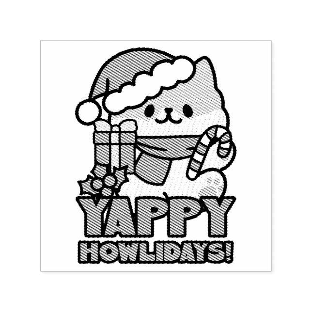 Yappy Howlidays - Cute Christmas Dog Cartoon Self-inking Stamp (Design)