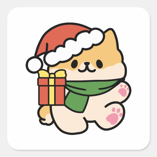 Yappy Howlidays - Cute Christmas Dog Cartoon Square Sticker (Front)