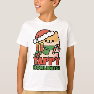 Yappy Howlidays - Cute Christmas Dog Cartoon T-Shirt