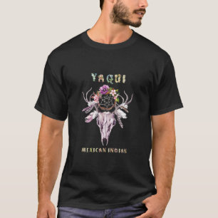 Yaqui Mexican Indian Tribe BOHO Floral Skull Retro T-Shirt