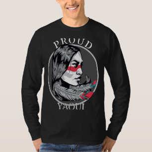 Yaqui Mexican Indian Tribe Warrior Girl Feathers R T-Shirt