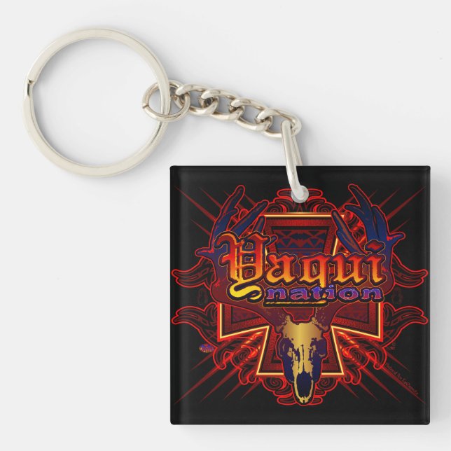 Yaqui Nation Deer Skull Design Keychain (Front)