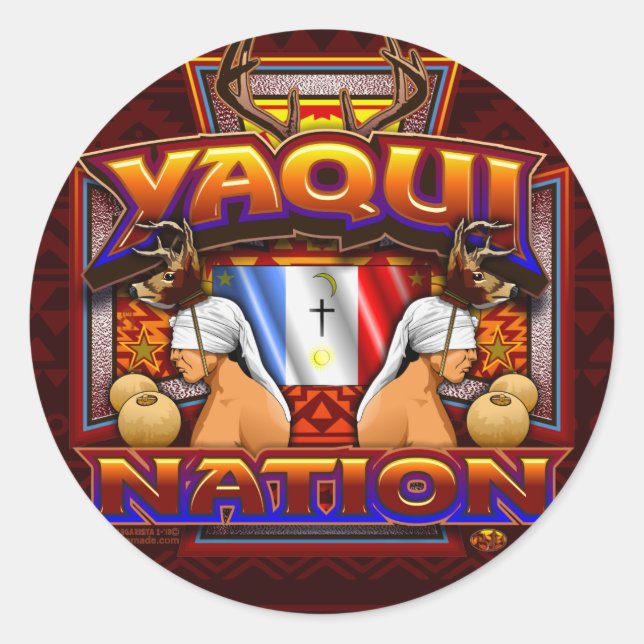 Yaqui Nation Flag Deer Dancer design sticker (Front)