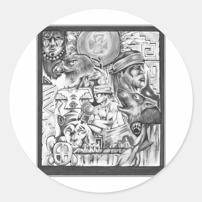 Yaqui Vision Classic Round Sticker (Front)