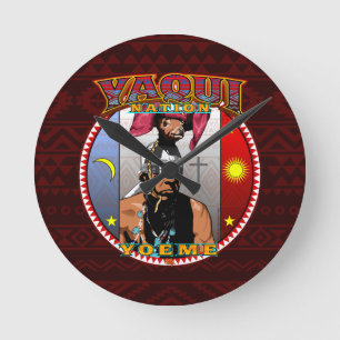 Yaqui Yoeme Deer Dancer design Round Clock
