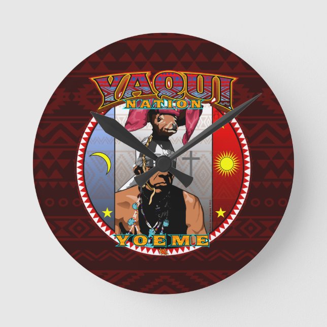 Yaqui Yoeme Deer Dancer Round Clock (Front)