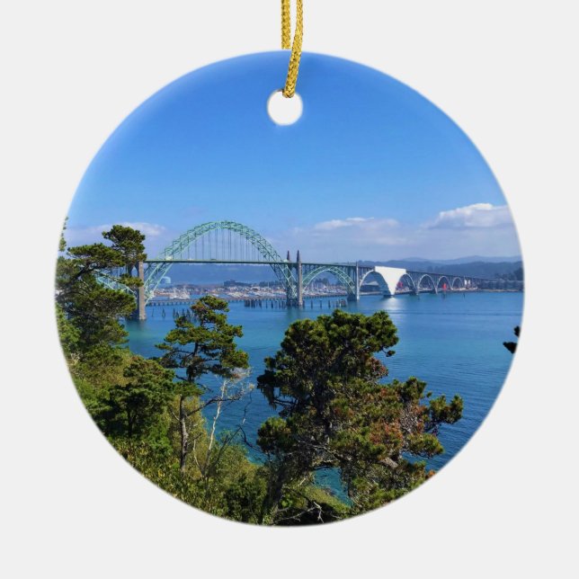Yaquina Bay Bridge, Newport, Oregon Ceramic Ornament (Front)