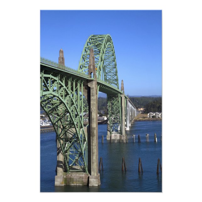 Yaquina Bay Bridge spanning the Yaquina Bay Photo Print (Front)