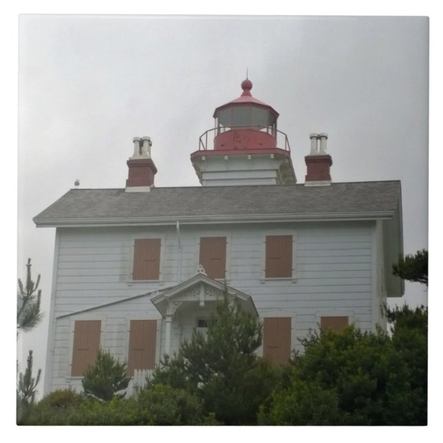 Yaquina Bay Lighthouse, OR Ceramic Tile (Front)