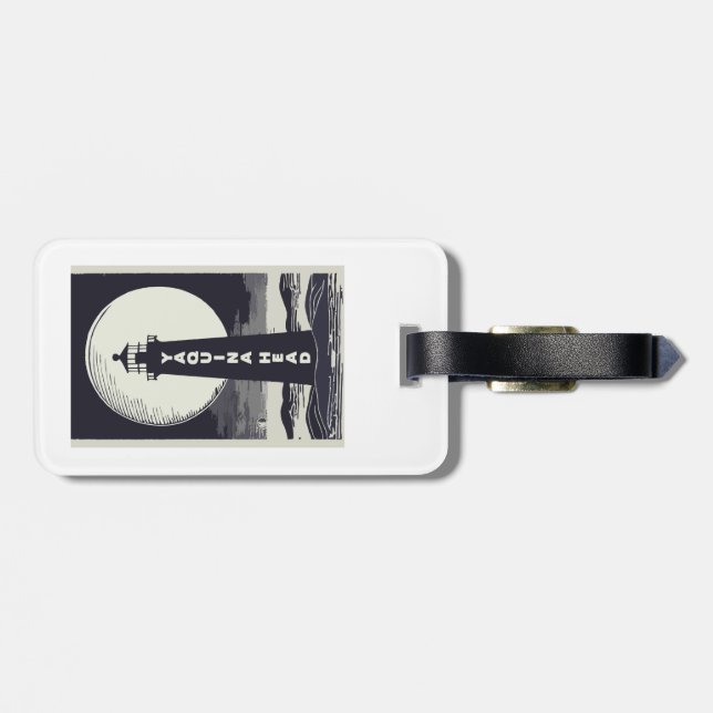 Yaquina Head Lighthouse Oregon Moon Luggage Tag (Back Horizontal)