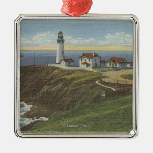 Yaquina Light House on Yaquina Head Metal Ornament (Front)