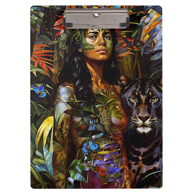“Yaraquim” Jaguar Blossom - Women In Amazonia Clipboard (Front)