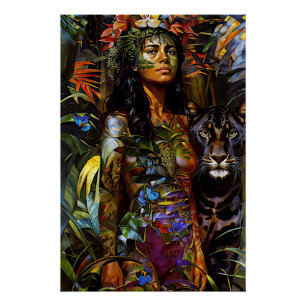 “Yaraquim” Jaguar Blossom - Women In Amazonia Poster