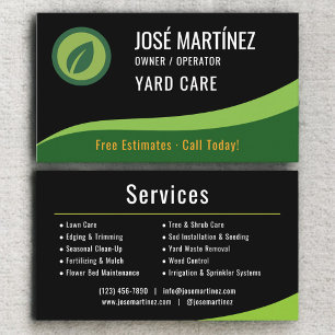 Yard Care Black Green Business Card