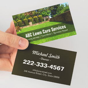 Yard Lawn Care Gardening Landscaping Green Grass Business Card
