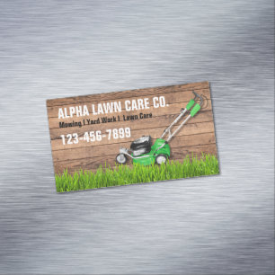 Yard Lawn Care Landscape Landscaping Grass Mowing Magnetic Business Card