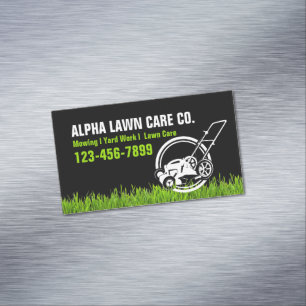 Yard Lawn Care Landscape Landscaping Grass Mowing  Magnetic Business Card