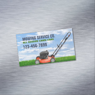 Yard Lawn Care Landscape Landscaping Grass Mowing Magnetic Business Card
