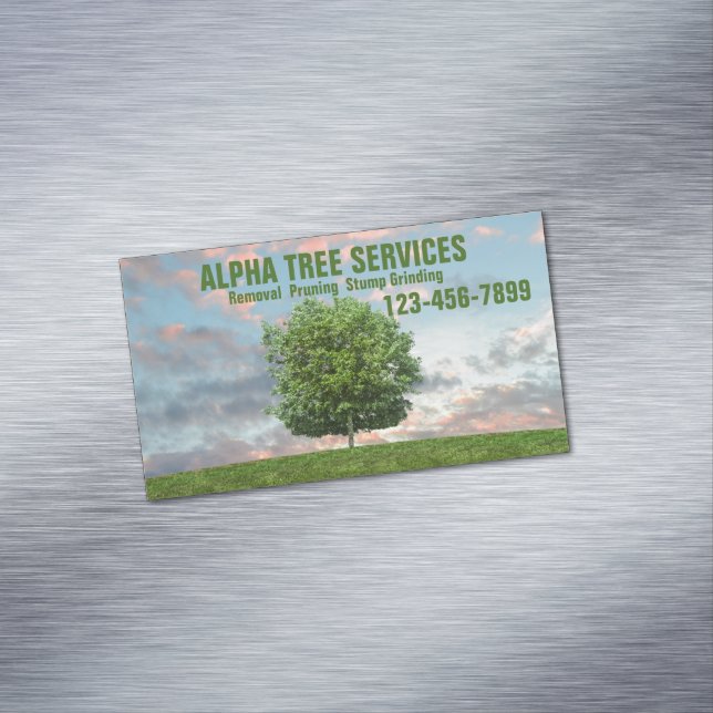 Yard Lawn Care Landscaping Tree Trimming Service Magnetic Business Card (In Situ)