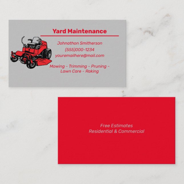 Yard maintenance business card (Front/Back)