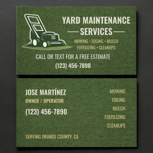 Yard Maintenance Services Business Card