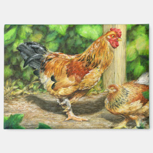 Yard Rooster and Chicken Magnet