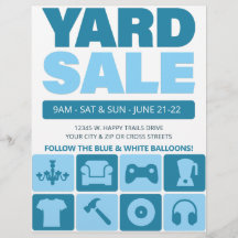Yard Sale Flyer Template (Aqua Blue)