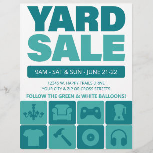 Yard Sale Flyer Template (Teal)