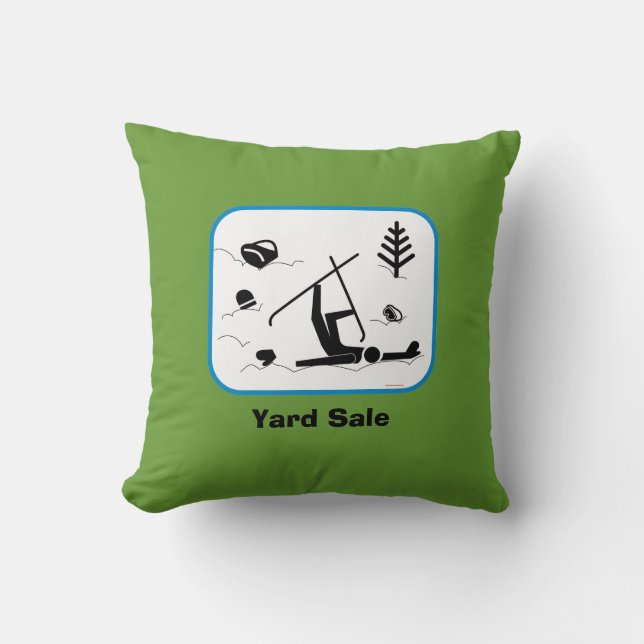 Yard Sale - Funny Skiing Wipe Out Design with Text Cushion (Front)