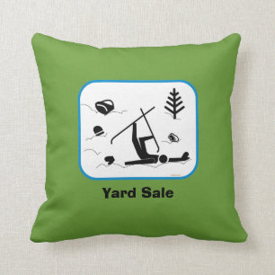 Yard Sale - Funny Skiing Wipe Out Design with Text Cushion