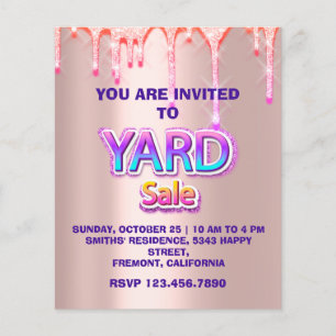 Yard Sale Garage Sale Holographic Glitter Drips Flyer