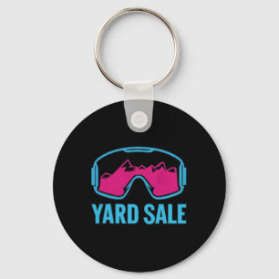 Yard Sale Skiing Funny Retro Skier Mountain Crash  Key Ring