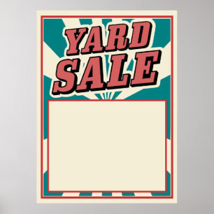 Yard Sale vintage sign poster retro stripes colors