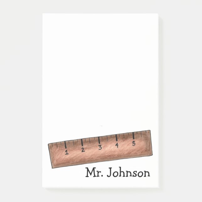 Yardstick School Math Teacher Personalised Gift Post-it Notes (Front)