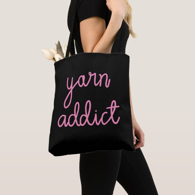 Yarn Addict Typography Tote Bag (Close Up)