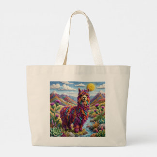Yarn Alpaca By a Yarn Mountain Stream Large Tote Bag