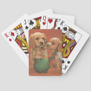 Yarn and Affection, Cocker Spaniels at Play Playing Cards