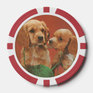 Yarn and Affection, Cocker Spaniels at Play Poker Chips