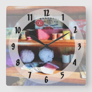 Yarn and Thread in General Store Square Wall Clock
