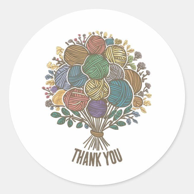 Yarn Ball Bouquet thank you sticker (Front)