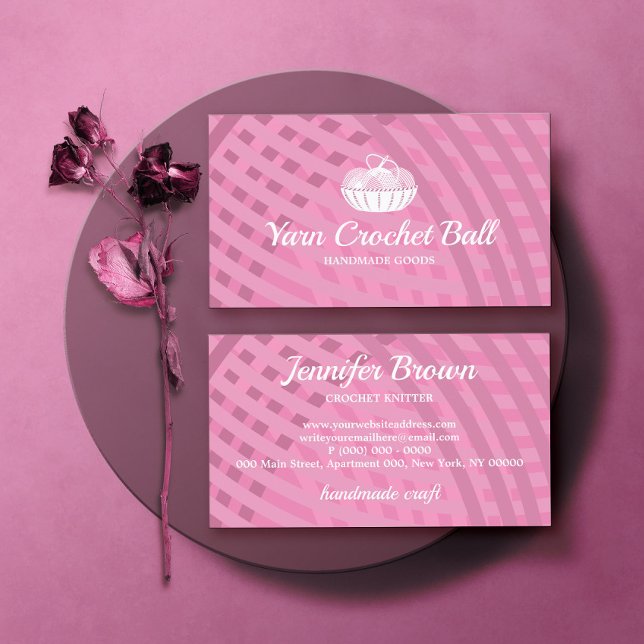 Yarn Ball Knitting Crochet Pink Business Card (Creator Uploaded)