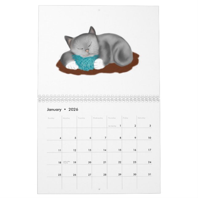 Yarn Balls and Kittens Calendar (Jan 2026)