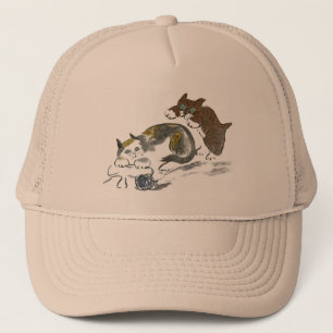 Yarn Battle with Kitten & Cat Trucker Hat