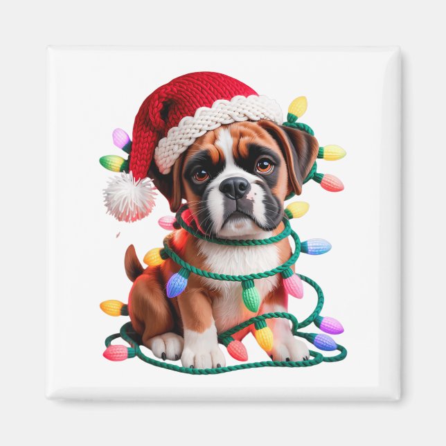 Yarn Boxer Dog Sewing Knitting Crocheting Christma Magnet (Front)
