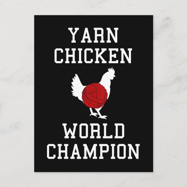 Yarn Chicken World Champion Funny Knitting Crochet Postcard (Front)