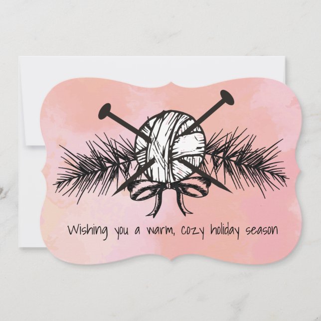 Yarn Christmas handmade with love knitting needles Holiday Card (Front)