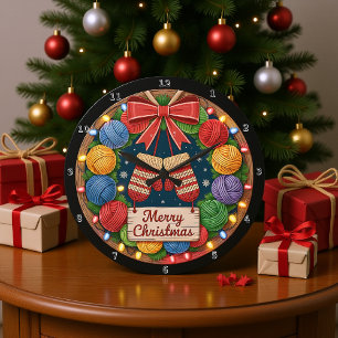 Yarn Christmas Large Clock